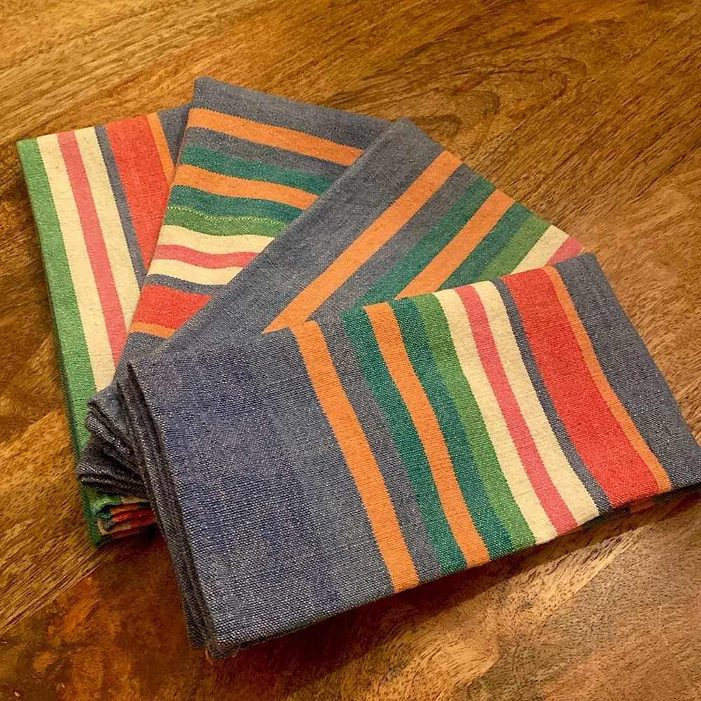 Set of 4 Colorful Striped Linen Napkins